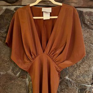 BHLDN Leila Satin Charmeuse Dress (RUST)